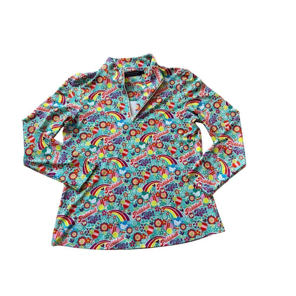 Katherine Way "Pickleball is Life" pullover size medium, Aqua Tides